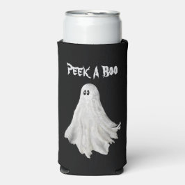 Enfriador De Latas Slim Gracioso Fantasma Del Pasado Dibujo De Halloween