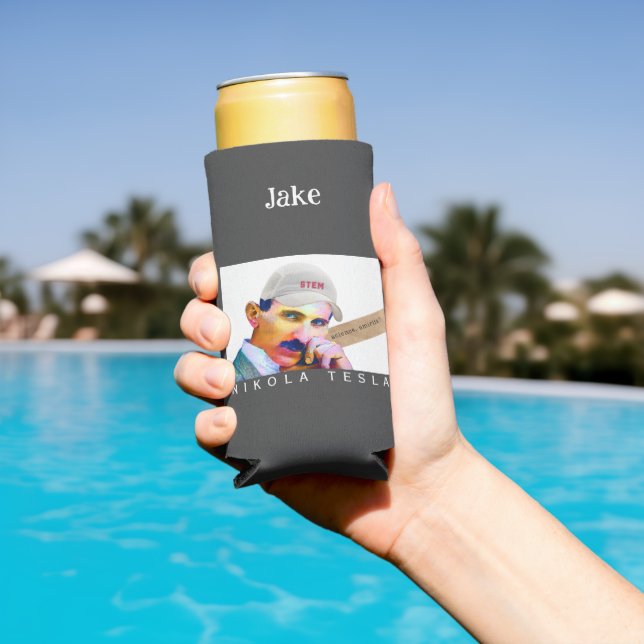 Enfriador De Latas Slim Gracioso retrato Tesla (Piscina in situ)