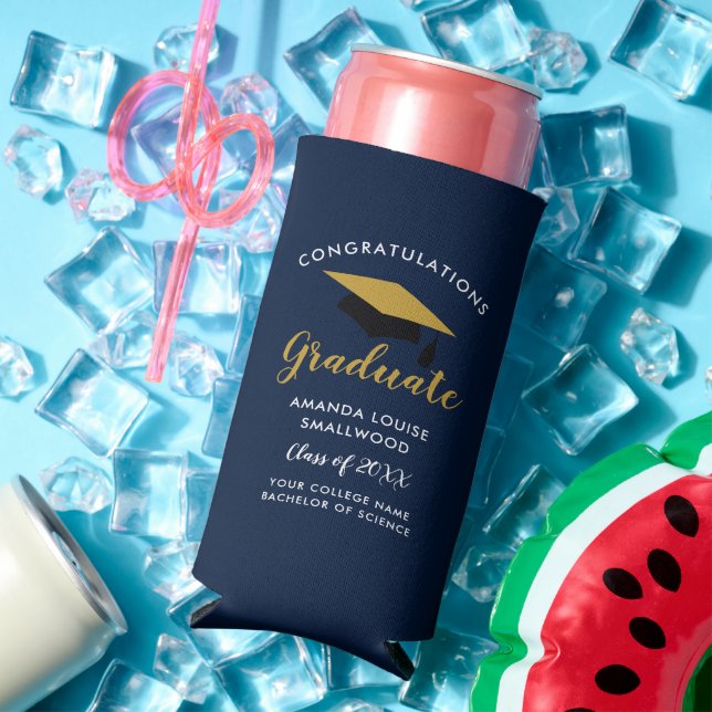 Enfriador De Latas Slim Graduación 2025 Fiesta de la graduación azul de la (Verano in situ)