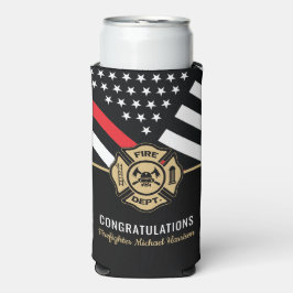 Enfriador De Latas Slim Graduación de la Academia de Bomberos, Línea Roja 