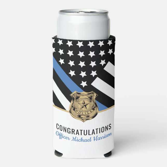Enfriador De Latas Slim Graduación de la Academia de Policía (Frente Agua con Gas)