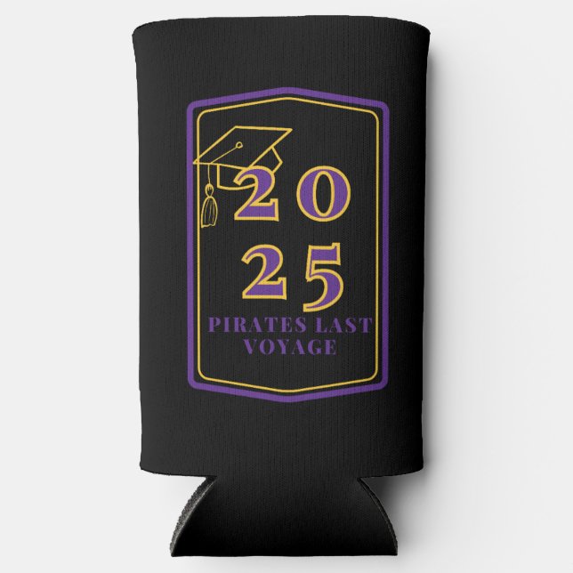 Enfriador De Latas Slim Graduación Koozie - Negro (Anverso)