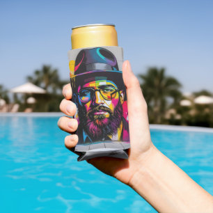 Enfriador De Latas Slim Graffiti de arte pop de un hombre judío