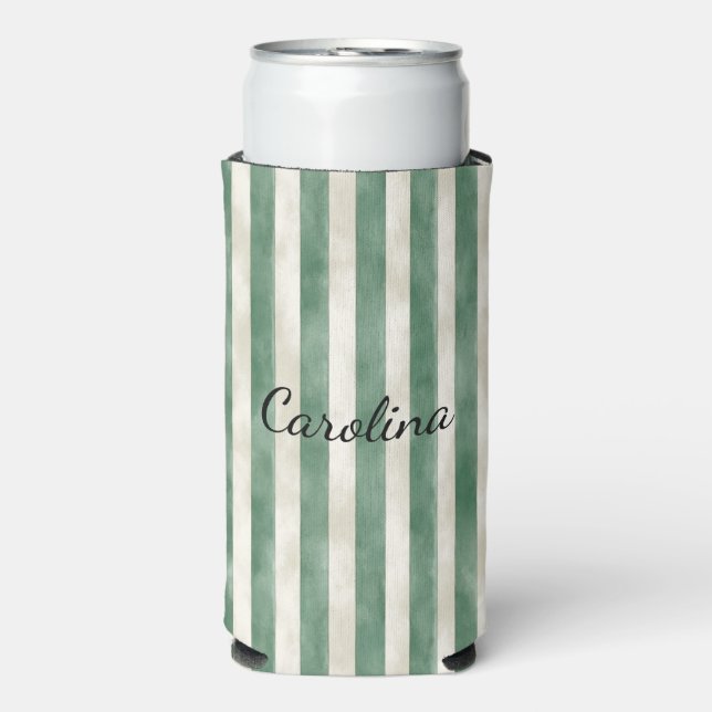 Enfriador De Latas Slim Green Cream Stripes (Frente Agua con Gas)