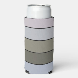 Enfriador De Latas Slim Gris Verde Y Rayas Negras En Papel Acuarela