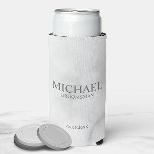 Enfriador De Latas Slim Groomsman personalizado de mármol moderno