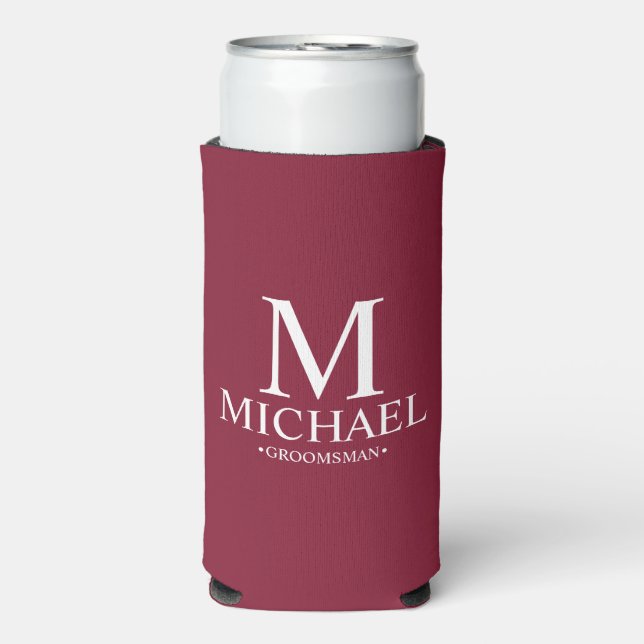 Enfriador De Latas Slim Groomsman personalizado moderno (Frente Agua con Gas)