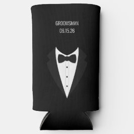 Enfriador De Latas Slim Groomsmen Black Tuxedo