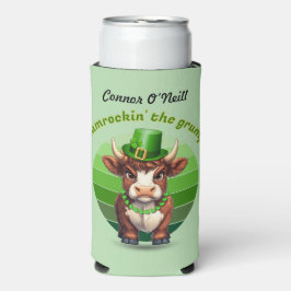 Enfriador De Latas Slim Grumpy Highland Cow St Patrick's Day