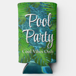 Enfriador De Latas Slim Guay Pool Fiesta vibes hojas de palma