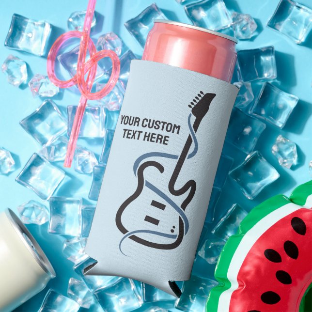 Enfriador De Latas Slim Guitarra con estilo de texto personalizado (Verano in situ)
