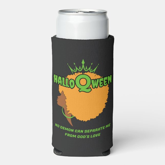 Enfriador De Latas Slim Halloween HALLOQWEEN Afro Queen (Frente Agua con Gas)