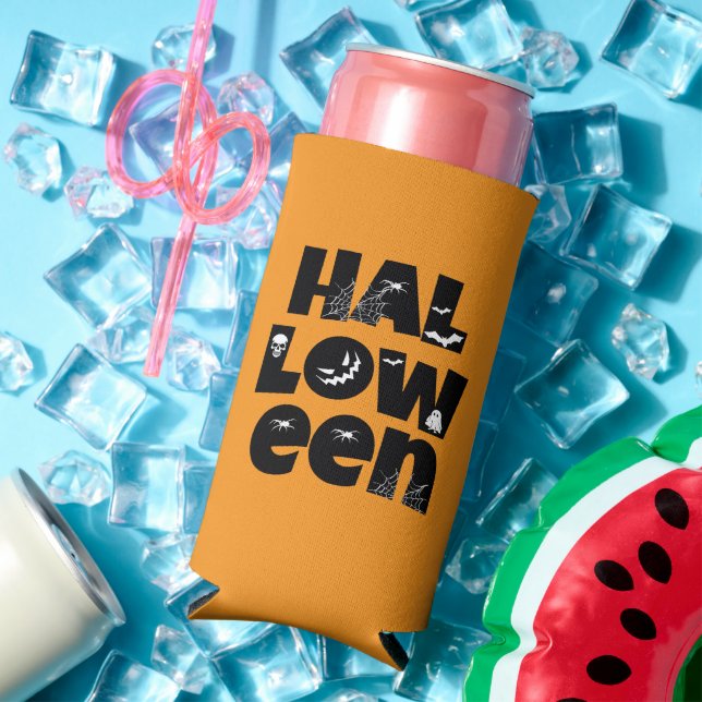 Enfriador De Latas Slim Halloween Typography (Verano in situ)