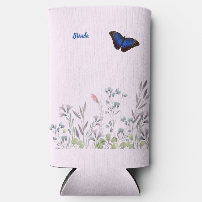 Enfriador De Latas Slim Hermosa morfa azul Butterfly Lilac (Anverso)