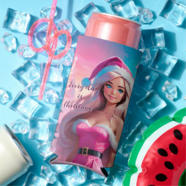 Enfriador De Latas Slim Hermoso Chica de Navidades rosados 01