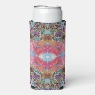 Enfriador De Latas Slim Hermoso jardín de flores chic acuarela 