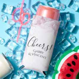 Enfriador De Latas Slim Hídrangea rosa Flores de color agua Favor de la bo