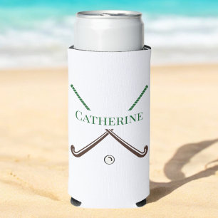 Enfriador De Latas Slim Hockey sobre hierba Palos Cruzados Personalizado