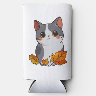 Enfriador De Latas Slim Hojas de caída de gato lindo de Anime