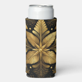 ENFRIADOR DE LATAS SLIM HOJAS NAVIDEÑAS DE FIESTAS NEGRO Y ORO