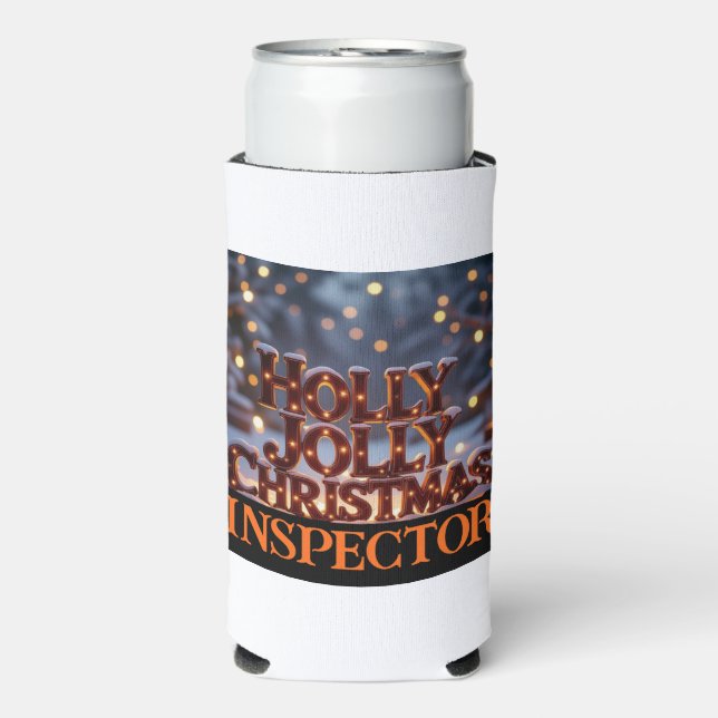 Enfriador De Latas Slim Holly Jolly Navidades Inspector Fun (Frente Agua con Gas)