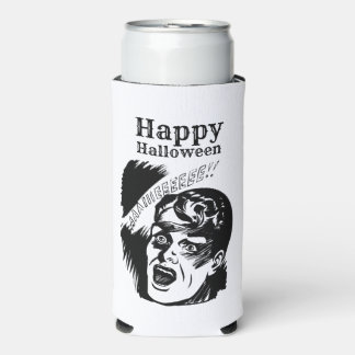 Enfriador De Latas Slim Hombre de cómic retro gritando texto personalizado