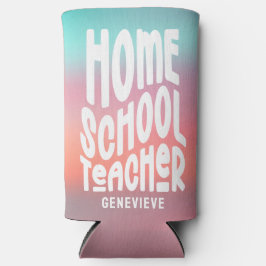 Enfriador De Latas Slim Homeschool Teacher | Pink Aqua Ombre
