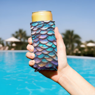 Enfriador De Latas Slim Hues encantados: Allure of Pastel Mermaid Scales