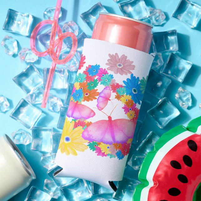 Enfriador De Latas Slim I Love Flowers. Butterfly Dream (Verano in situ)