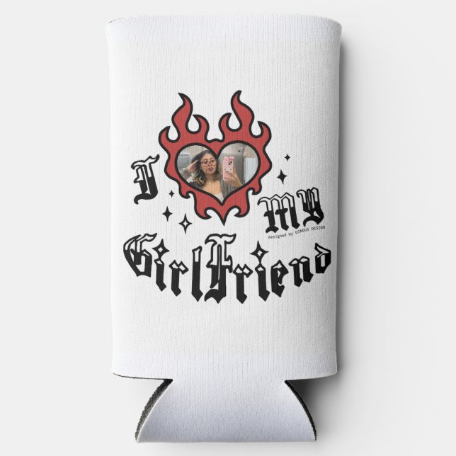 Enfriador De Latas Slim I Love My Girlfriend - Red - DingusDesign (Anverso)