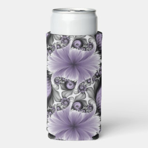 Enfriador De Latas Slim Ilusión de Lila Arte Floral Abstracto Fractal Fant