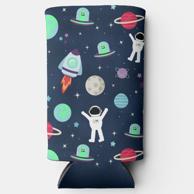 Enfriador De Latas Slim Ilustracion de patrón de espacio (Anverso)