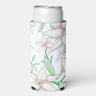 Enfriador De Latas Slim Ilustracion White Lilies