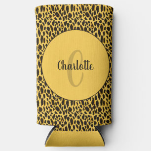 Enfriador De Latas Slim Impresión de Guepardo Amarillo con Manchas Negras