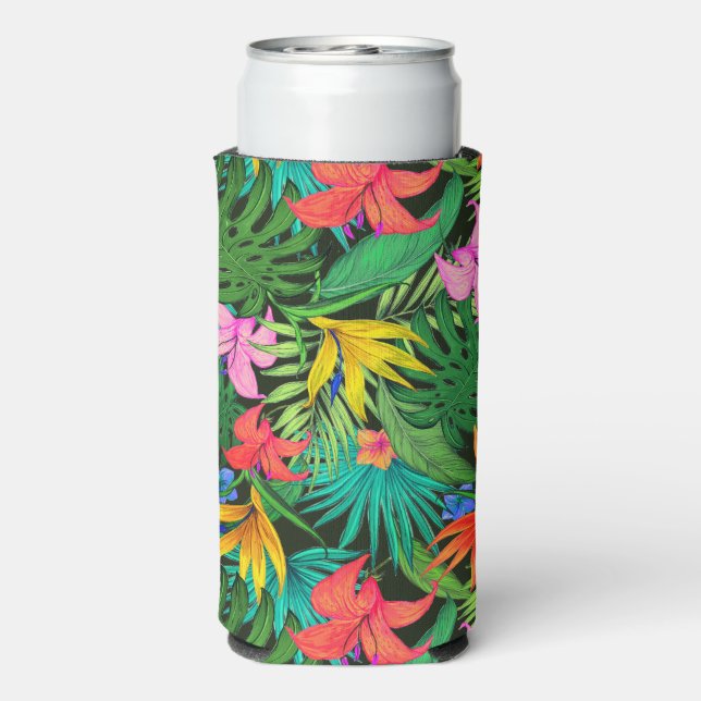 Enfriador De Latas Slim Impresión hawaiana (Reverso Agua con Gas)