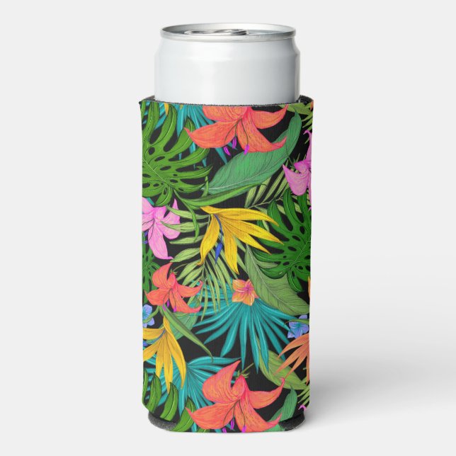 Enfriador De Latas Slim Impresión hawaiana (Reverso Agua con Gas)