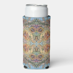 Enfriador De Latas Slim Jardín de flores de pintura acuarela chic capricho