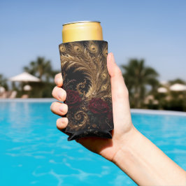 Enfriador De Latas Slim Jarra de porcelana barroca de pavo real dorado