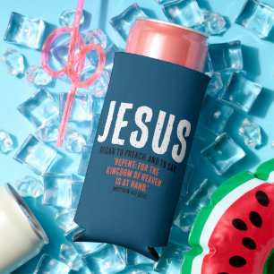 Enfriador De Latas Slim "JESÚS Comenzó A Predicar". Mateo 4:17 - Patriótic
