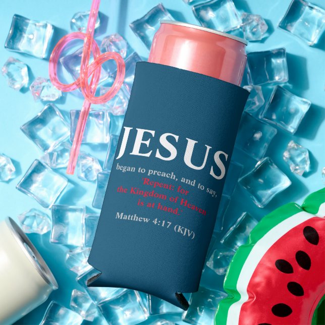 Enfriador De Latas Slim Jesús Empezó A Predicar. Mateo 4:17 (Verano in situ)