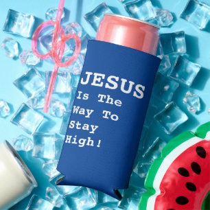 Enfriador De Latas Slim "¡JESÚS Es La Forma De Permanecer Altos!" - Cita G