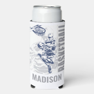 Enfriador De Latas Slim Jugador de baloncesto con nombre personalizado