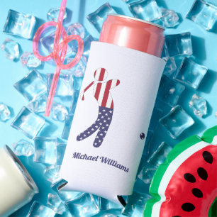 Enfriador De Latas Slim Jugador de golf de Bandera Americana Personalizada