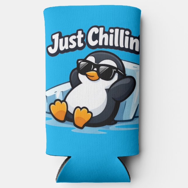 Enfriador De Latas Slim JUST CHILLING PINGUIN Throw Pillow (Anverso)