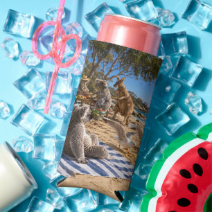 Enfriador De Latas Slim Kanguroos y Koalas Barbacoa en la Playa