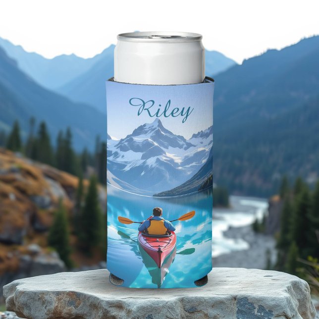 Enfriador De Latas Slim  Kayaking in Mountains Personalized (Subido por el creador)
