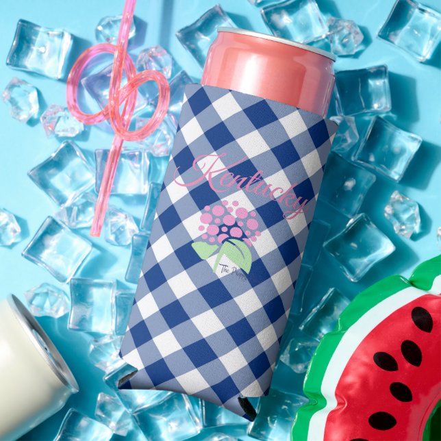 Enfriador De Latas Slim Kentucky blue gingham coozie (Verano in situ)