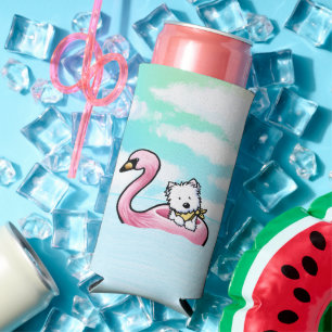 Enfriador De Latas Slim KiniArt Westie Flamingo Floaty Cooler