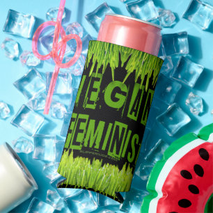 Enfriador De Latas Slim La atención vegana feminista de SlipperyJoe llama