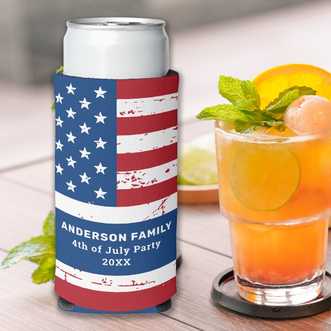 Enfriador De Latas Slim La Bandera Estadounidense Personalizada 4 De Julio (Subido por el creador)